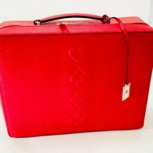 NEW Estee Lauder Large Red Makeup Train Case Bag
